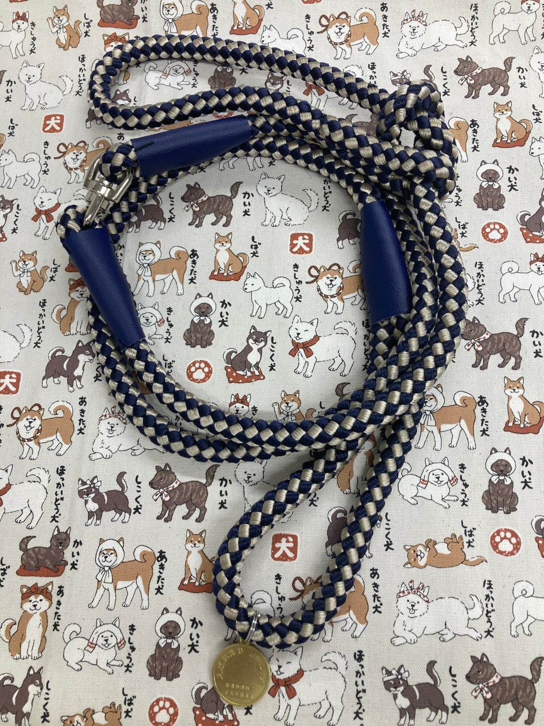 leash　silver&navyblue